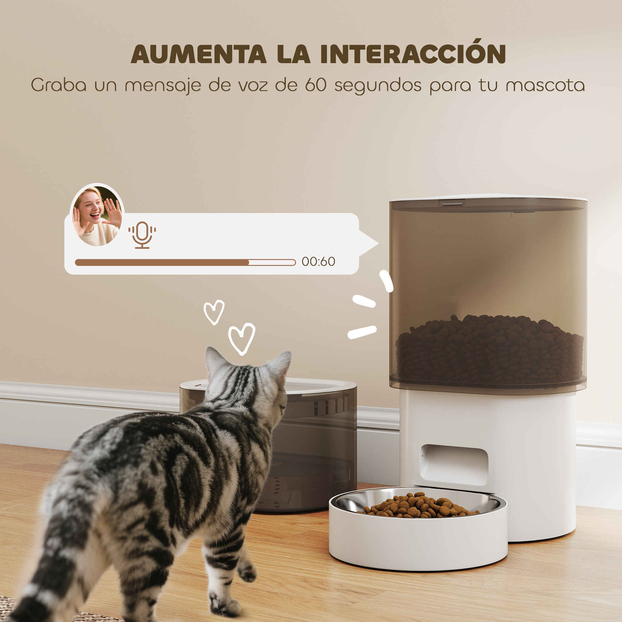 Comedero Gato Automático Dispensador Comida Gatos Perros de 3L con Control de App 1-10 Comidas al Día Filtros y Luz LED Juego de Comedero y Bebedero Automático Silencioso con Cable USB o Pilas