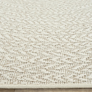 Tapis extérieur intérieur REZY aspect jute motif rond  ton sur ton