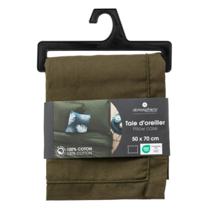 Taie d'oreiller "Carina" coton 50x70cm vert kaki