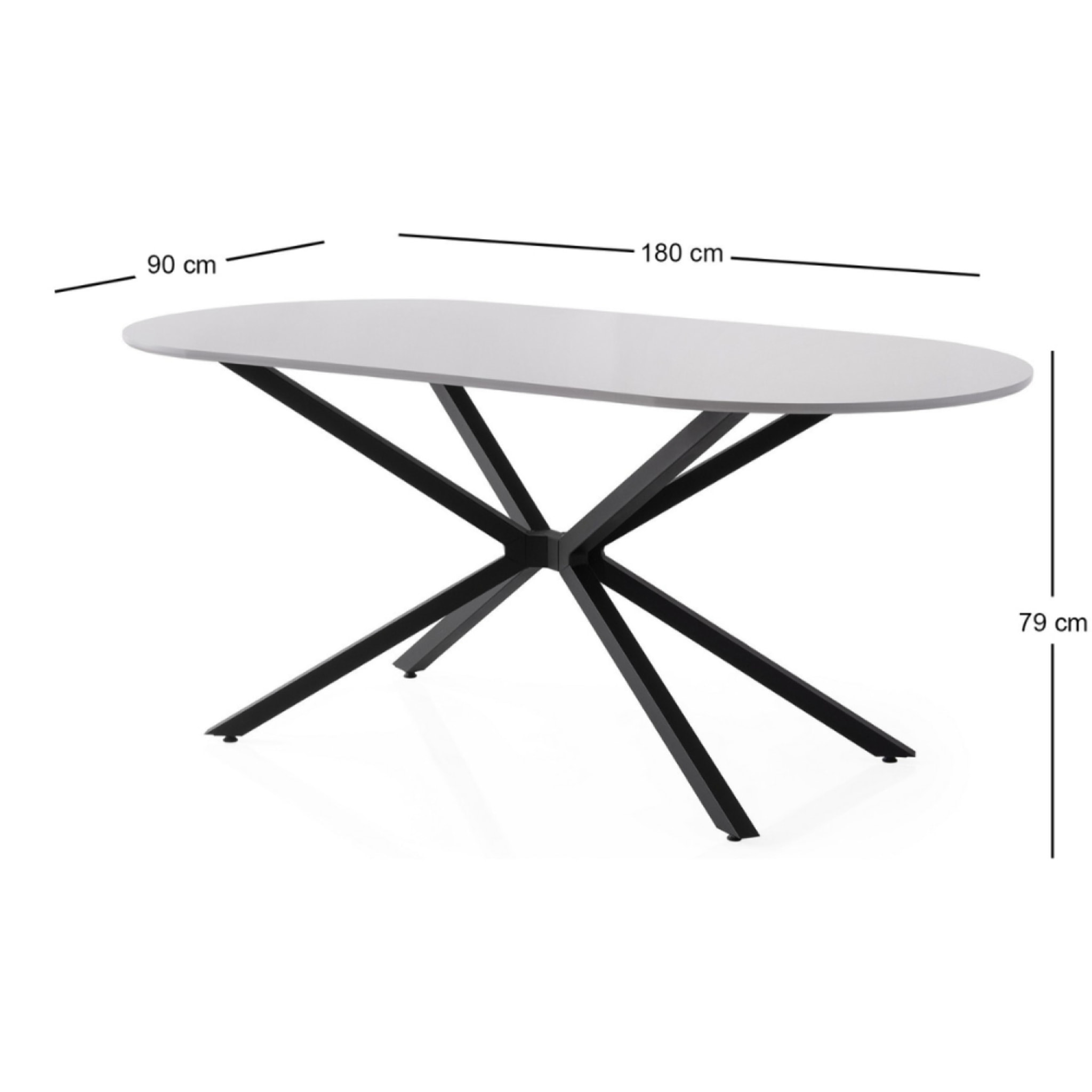 SAPHIA - Table à manger 6 personnes gris et noir 180 cm