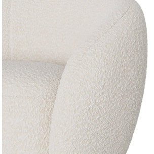 Fauteuil pivotant Naya en tissu bouclé blanc