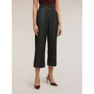 Motivi - Pantaloni cropped misto ramiè - Grigio