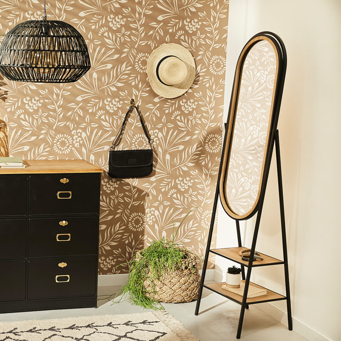 Miroir sur pied "Mael" métal noir 160x44cm