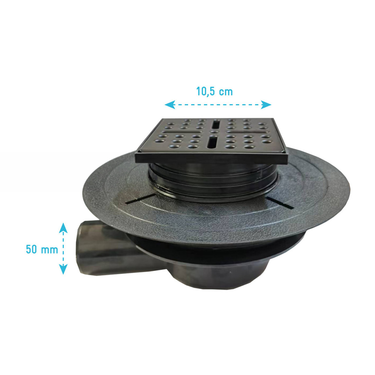 Bonde à sortie HORIZONTALE pour receveur à carreler RAINY et HIGH RAINY - Grille Inox Noir