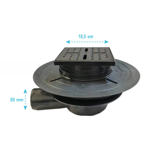 Bonde à sortie HORIZONTALE pour receveur à carreler RAINY et HIGH RAINY - Grille Inox Noir