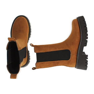 Chelsea boots color cognac en microfibra, tacón 5,5 cm