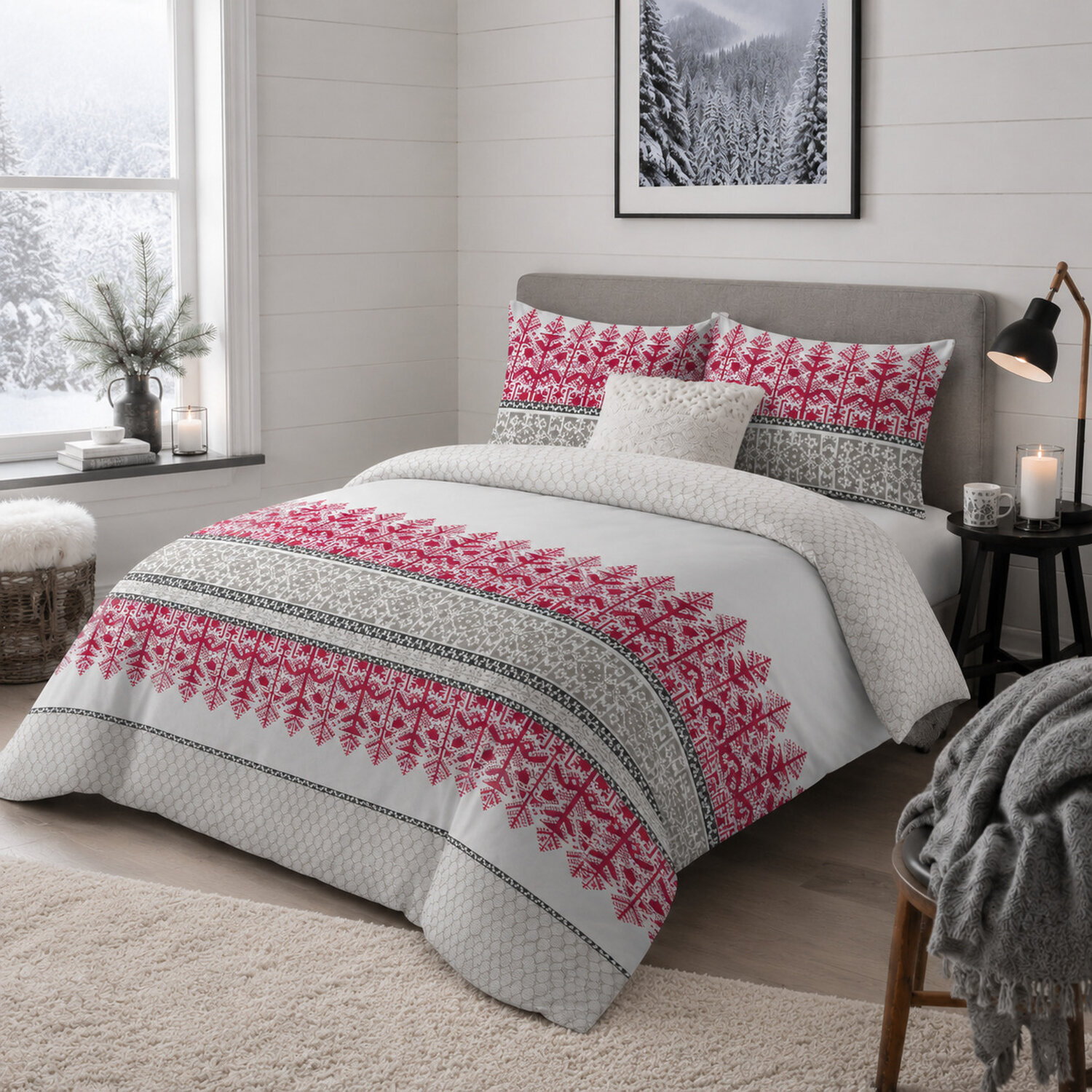 Parure housse de couette 3pcs avec taies oreiller 100% coton 57fils halti