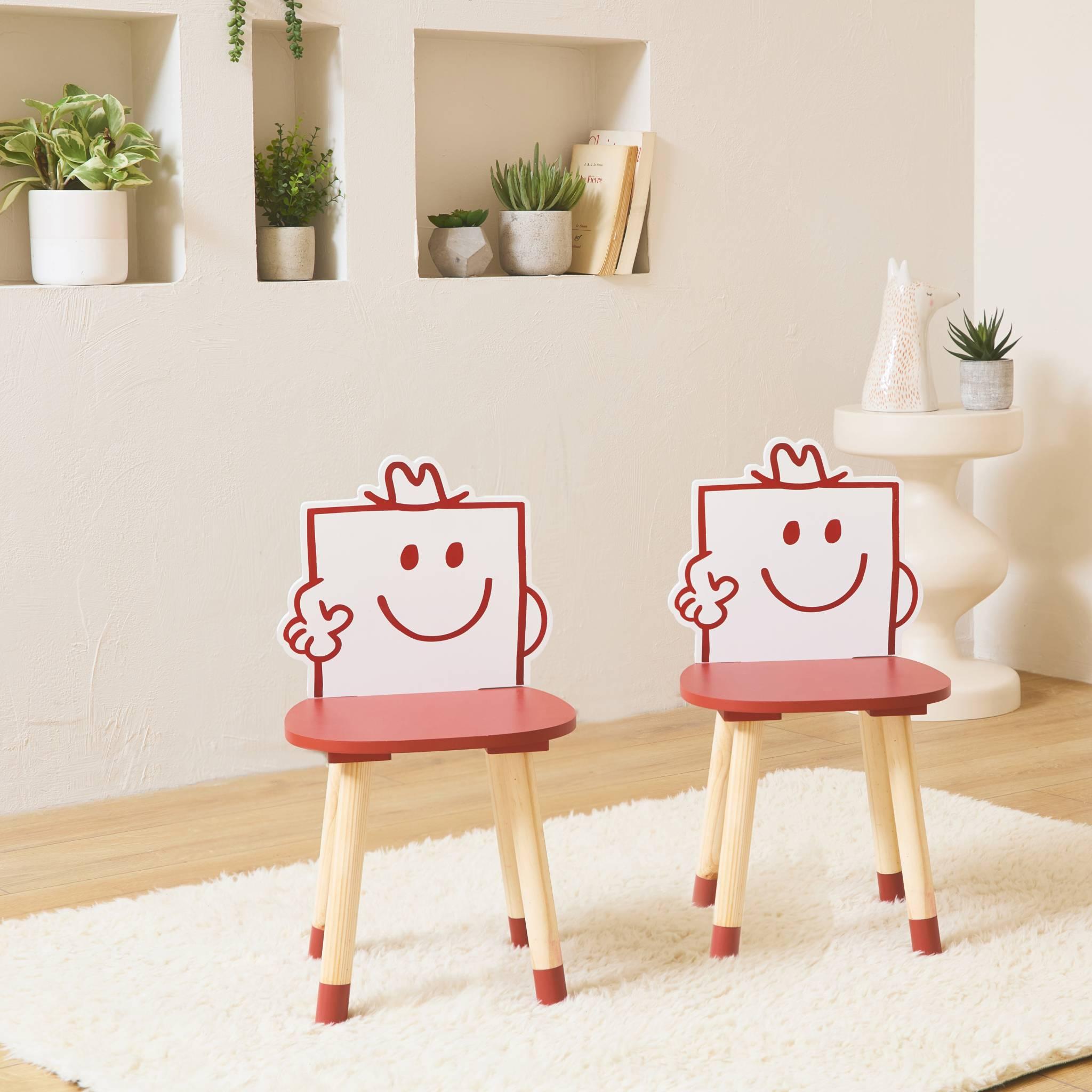 Lot de 2 chaises enfant collection Monsieur/Madame - Monsieur Costaud Pierre. rouge