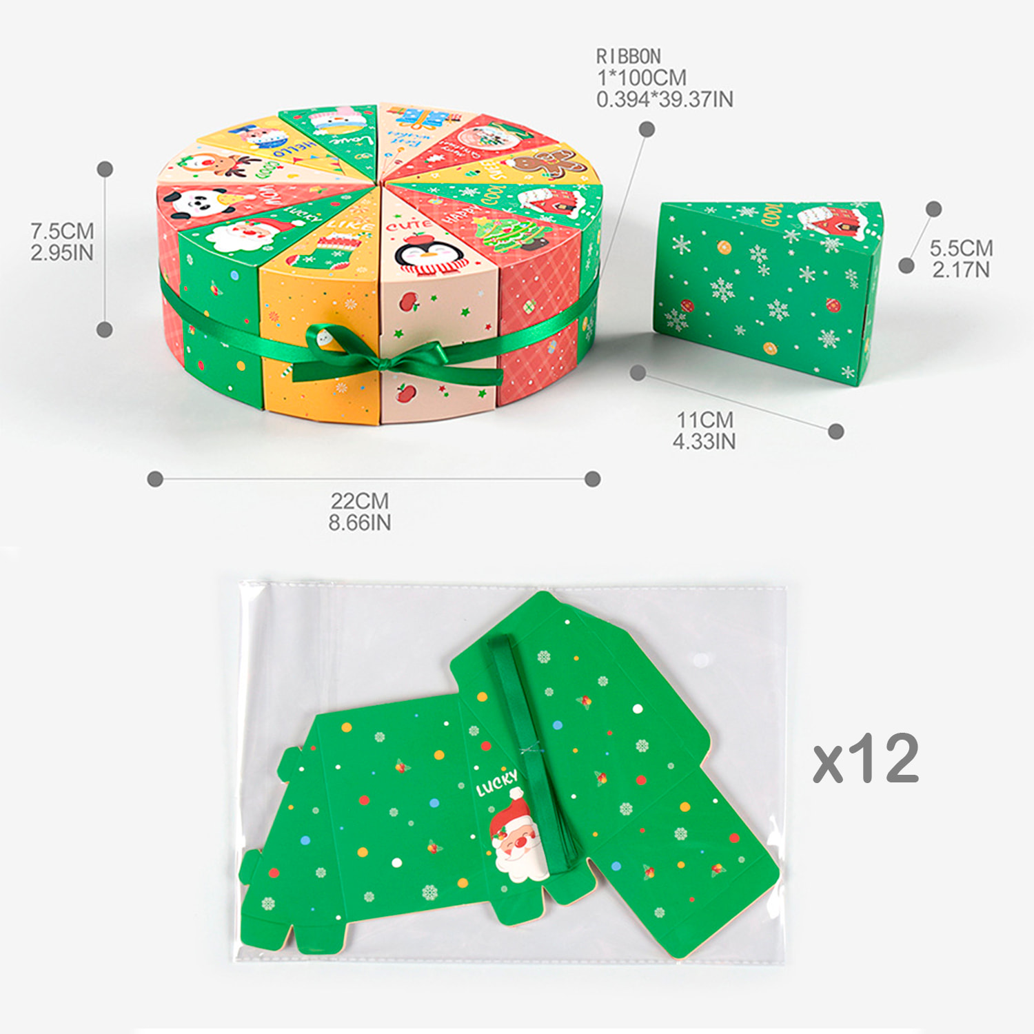 Scatole da montare e riempire. Calendario dell'Avvento, 24 unità. Include nastro per fiocco. (Non includono regali).