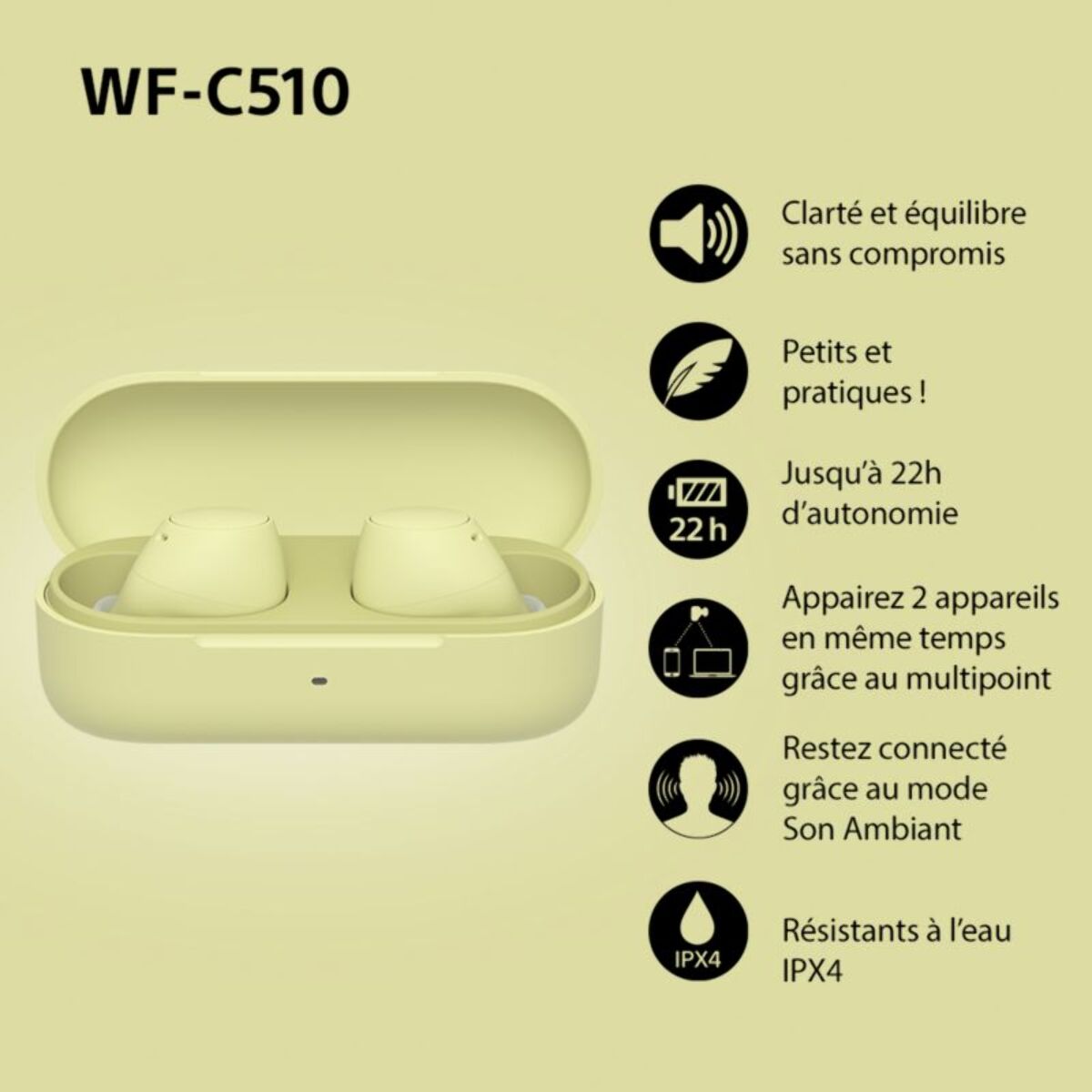 Ecouteurs SONY WF-C510 Jaune
