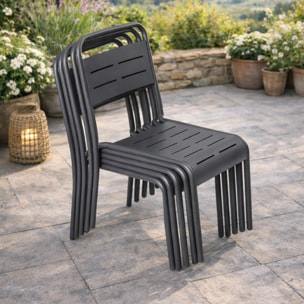 Lot de 6 chaises de jardin empilables gris foncé EVORA