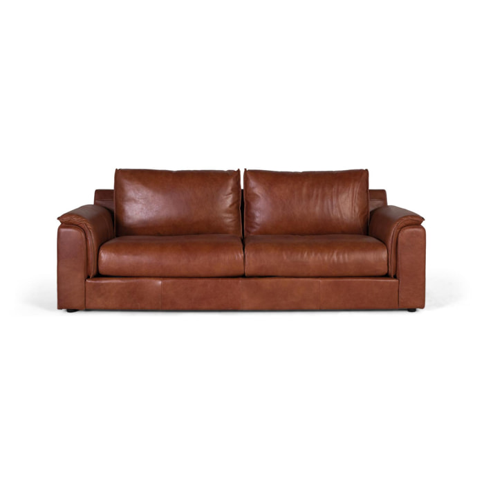 Sofá de piel de 3 plazas - 85 x 227 x 95 cm