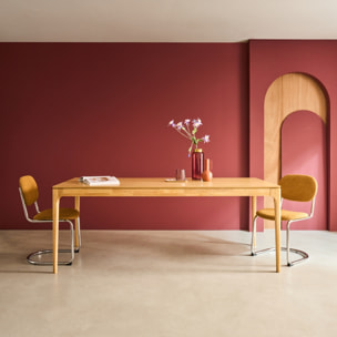 Table à manger rectangulaire bois d'hévéa et placage frêne 8 places ELENA