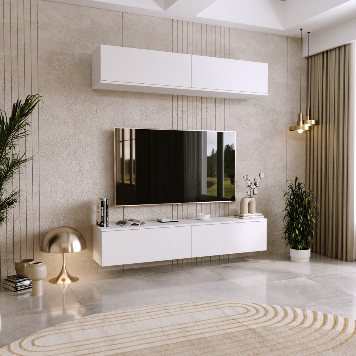 Mobile TV Sospeso Nicole 160 cm Bianco