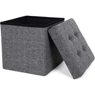 Pouf contenitore pieghevole grigio scuro in simil lino