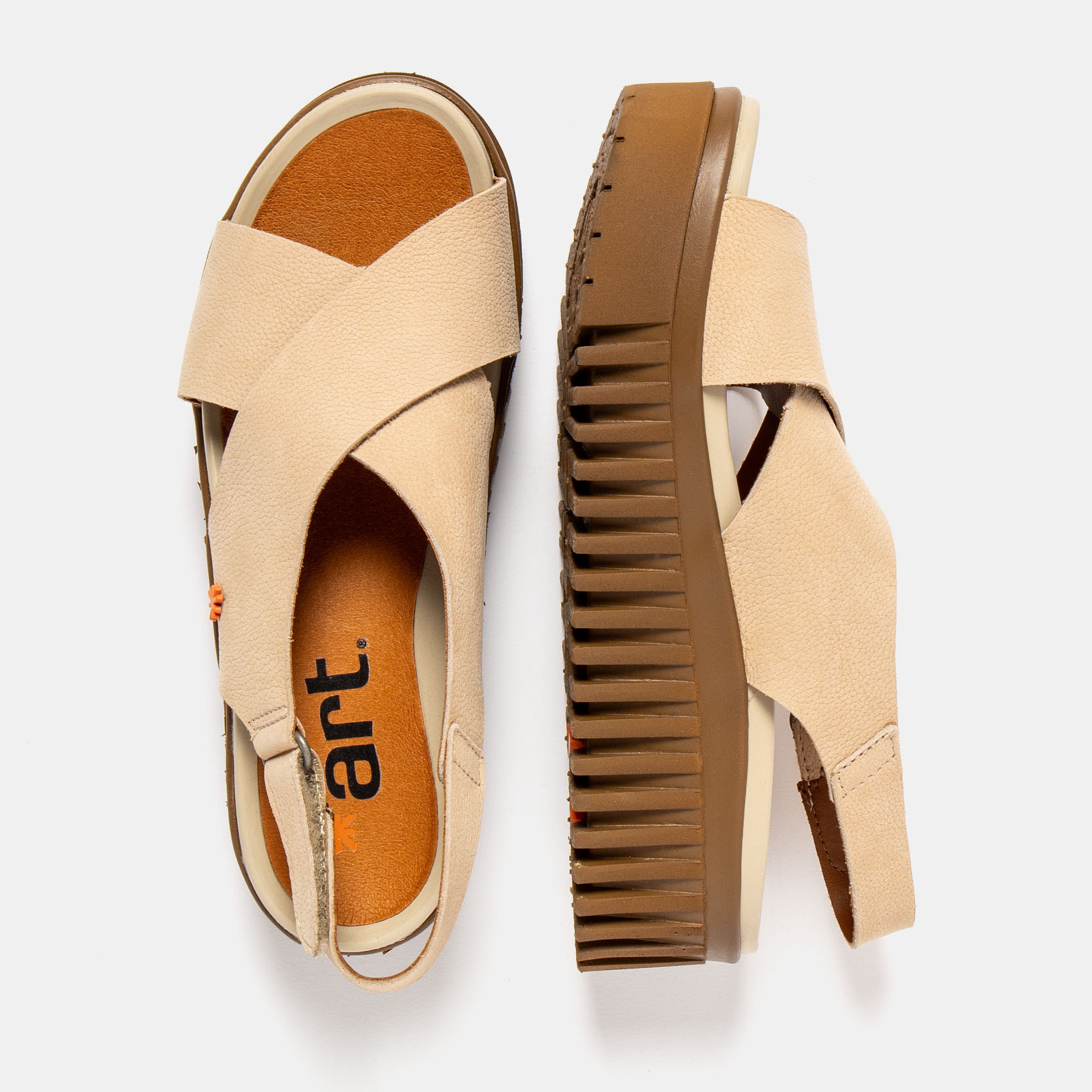 Sandalia de cuña 1574 NOBUCK CREAM-CARAMELO/BRIGHTON color Cream-caramelo