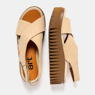 Sandalia de cuña 1574 NOBUCK CREAM-CARAMELO/BRIGHTON color Cream-caramelo