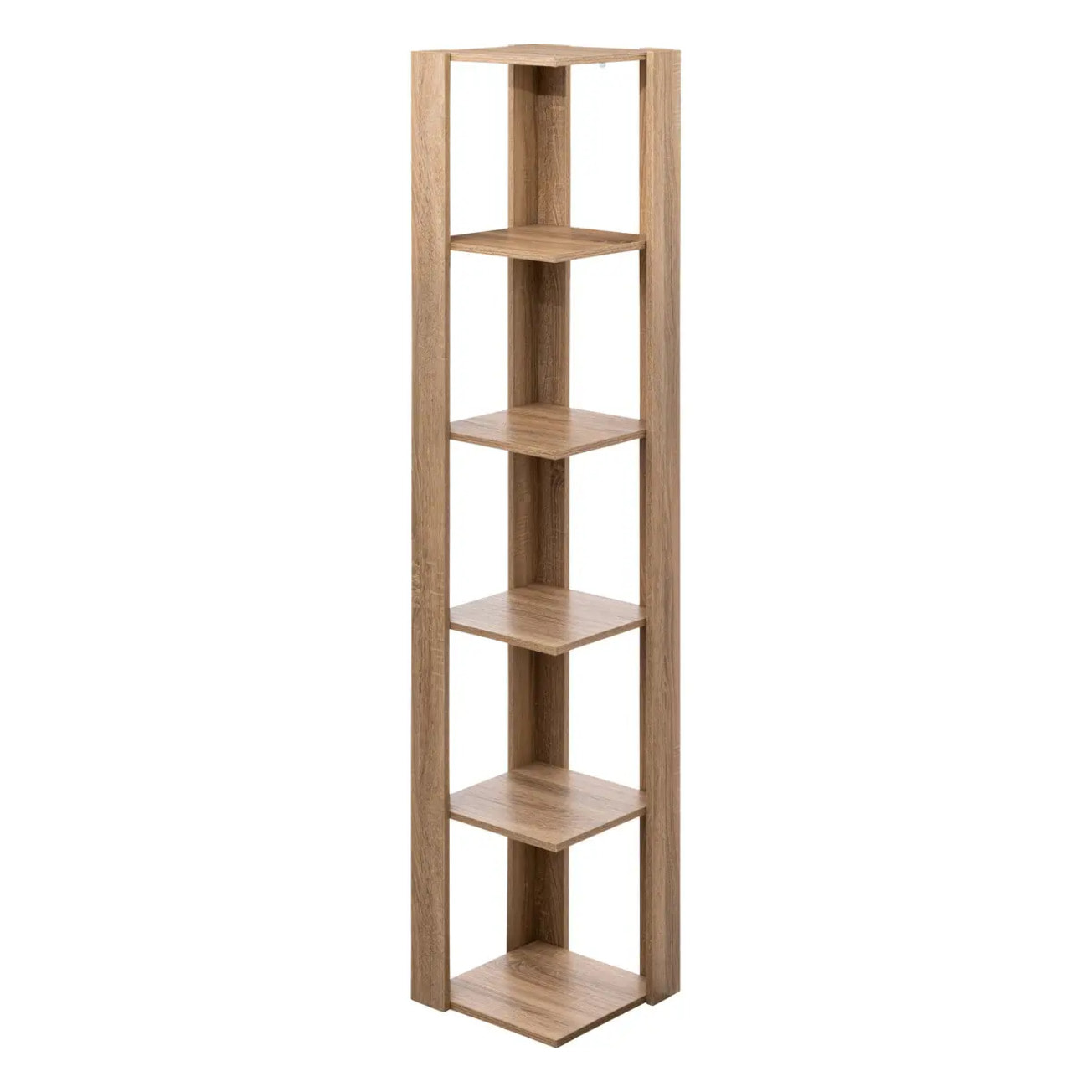 Étagère colonne d angle effet chêne naturel beige