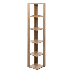 Étagère colonne d angle effet chêne naturel beige