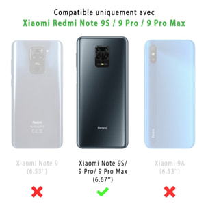 Coque Xiaomi Redmi Note 9S/Note 9 Pro/Note 9 Pro Max Antichoc Silicone + 2 Vitres en verre trempé Protection écran