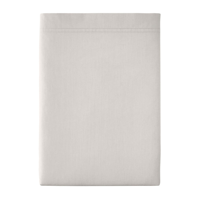 Drap plat uni en percale de coton, PREMIÈRE, Gris Perle