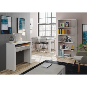 Libreria Santa Cruz Design Scaffale Mensola Moderna Mobile Per Libri Con Ripiani Per Soggiorno Salotto 180 x 90 x 25 cm Bianco e Grigio Cemento