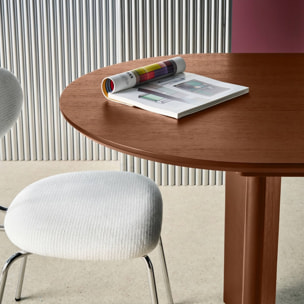 Table à manger oblongue extensible bois d'hévéa et placage chêne 6-8 places ALBANE