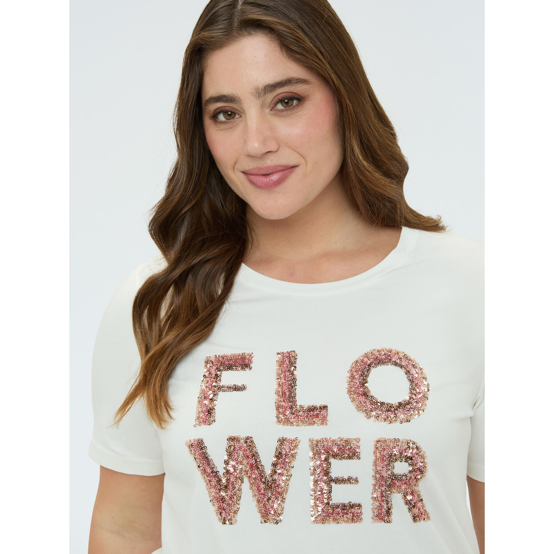 Fiorella Rubino - T-shirt in cotone con scritta Flower - Bianco
