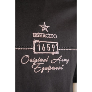 T-shirt Esercito nera in cotone uomo