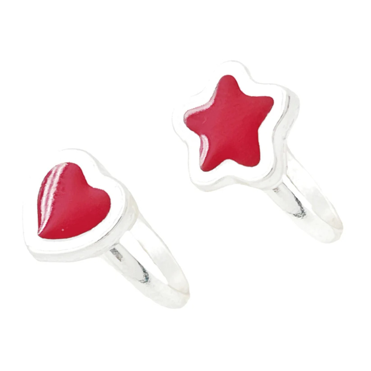 Pareja anillos Colors en plata 10µm y color rojo