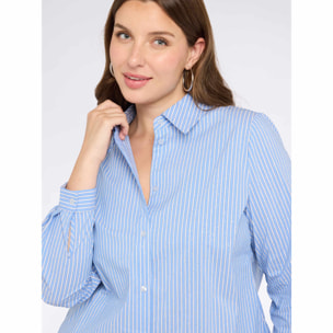 Fiorella Rubino - Camisa a rayas de mezcla de algodón con detalles brillantes - Light - blue