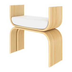Tabouret en rotin et coussin blanc - Réane