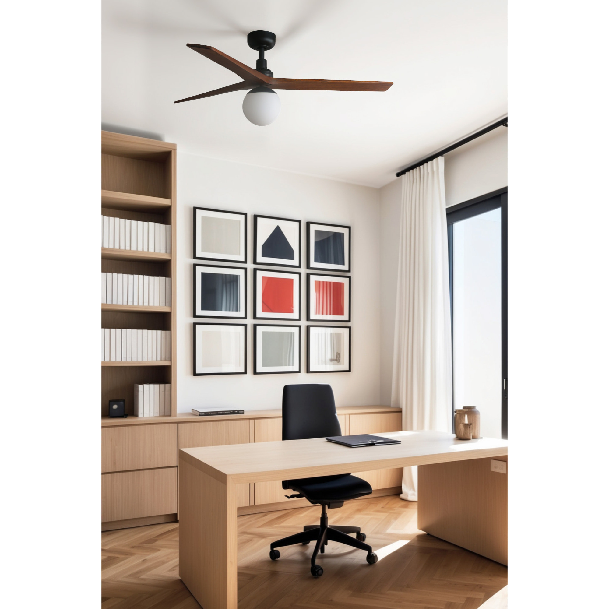 KLIM M Ventilateur de plafond noir/noyer E27 TUYA