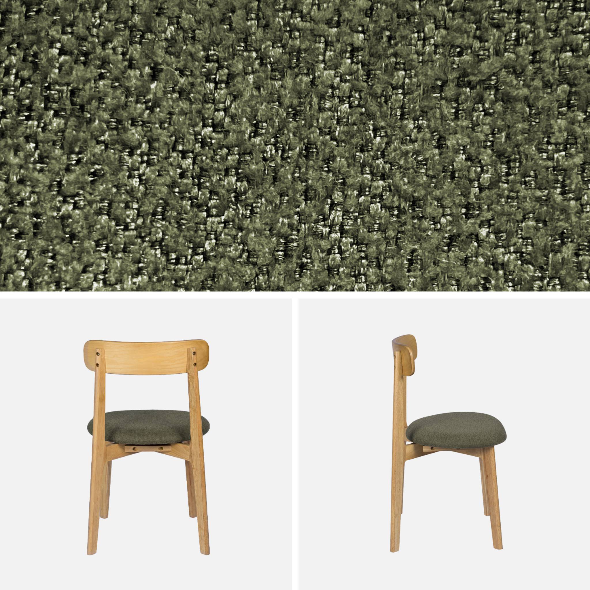 Chaise vintage bois d'hévéa teinte naturelle et tissu texturé (lot de 2) VICTOIRE