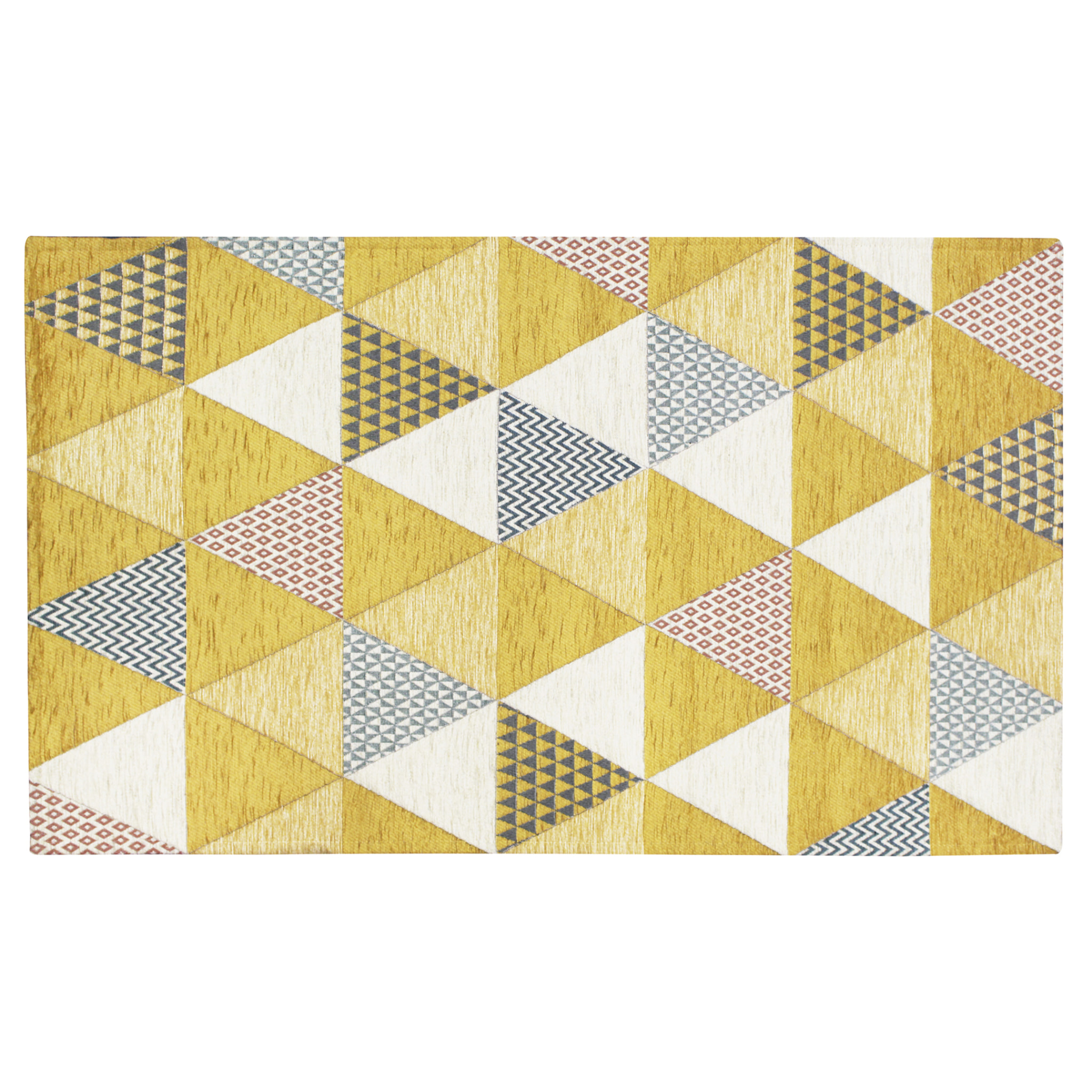 TAPPETO ARREDO DIS. TRIANGOLI SENAPE 80X150 CM CON ANTISCIVOLO