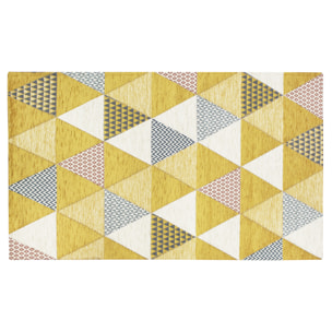 TAPPETO ARREDO DIS. TRIANGOLI SENAPE 80X150 CM CON ANTISCIVOLO