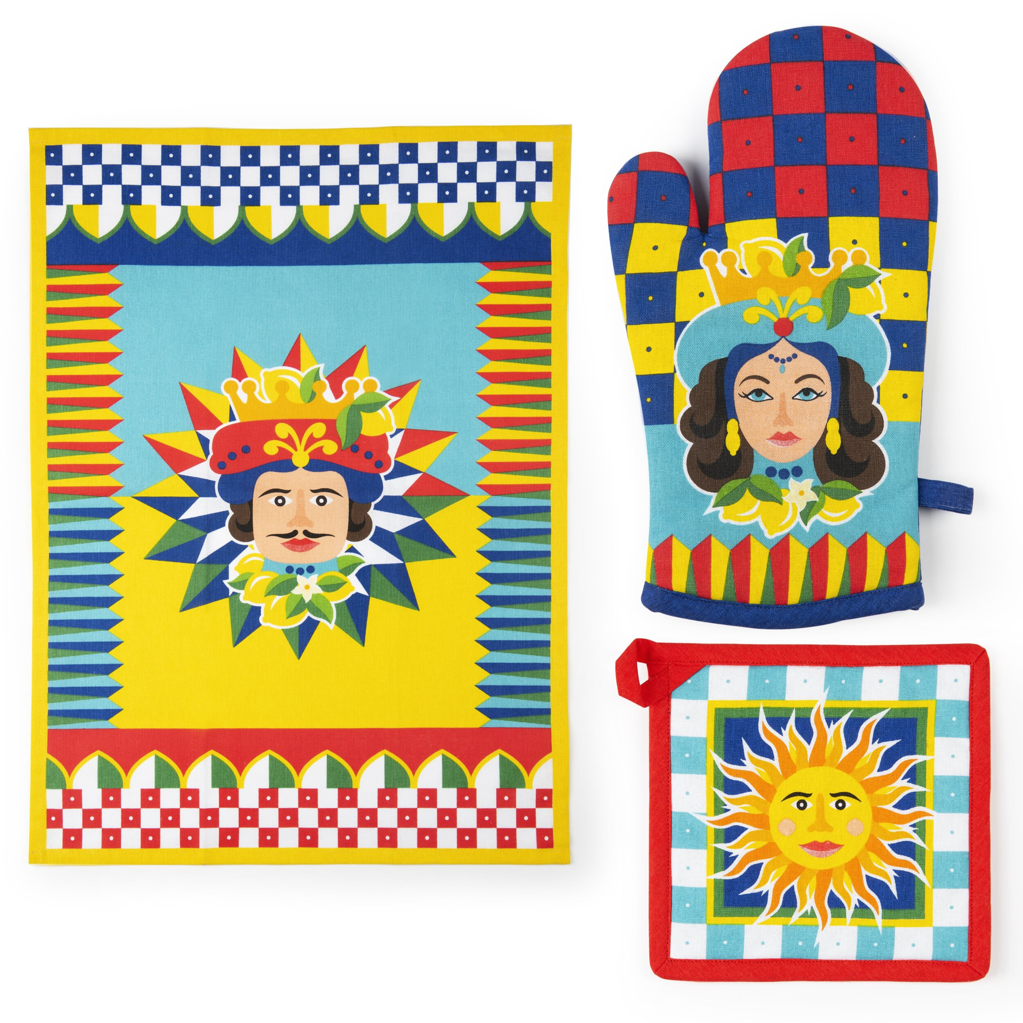 Set Canovaccio Presina e Guanto da Cucina Excelsa – Sicilian Rhapsody, Cotone Multicolore