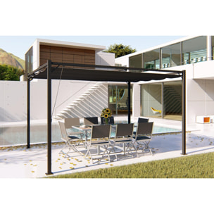 Pergola autoportante 3 x 4 m en acier avec toile grise MEDELIN