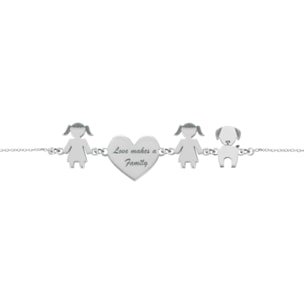 Bracciale Love Makes a Family Bimba-Cuore-Bimba-Cane Argento