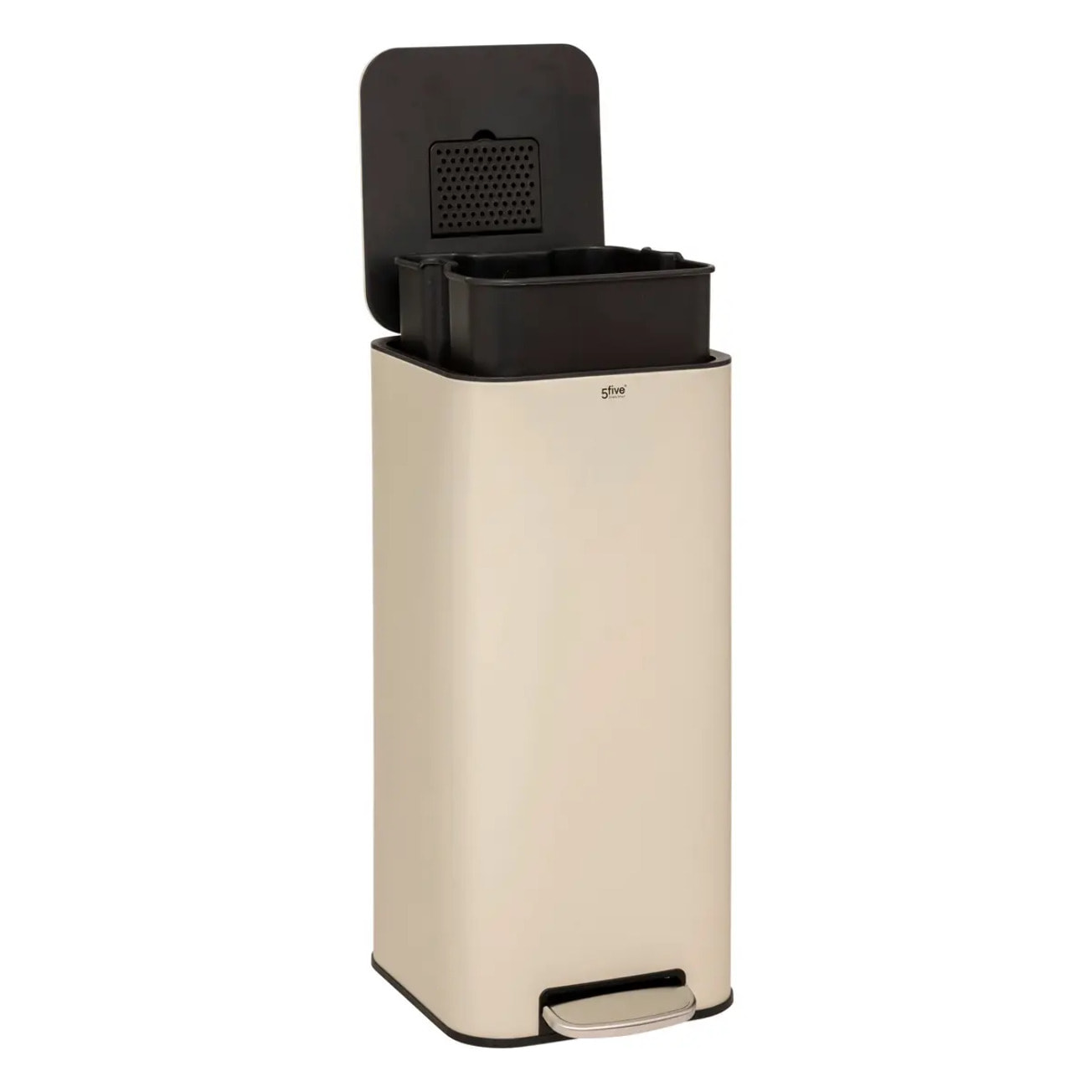 Poubelle "Delta" en métal beige 30L