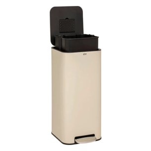 Poubelle "Delta" en métal beige 30L