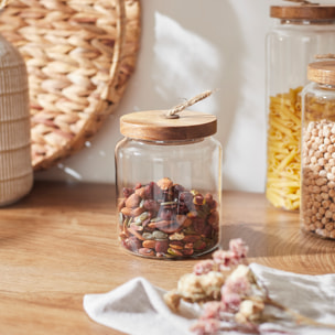 Bocal Verre Avec Couvercle Acacia H10cm2