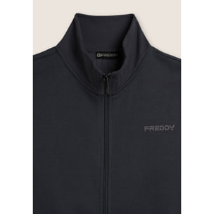 Tuta full zip in felpa garzata con collo alto e gamba dritta