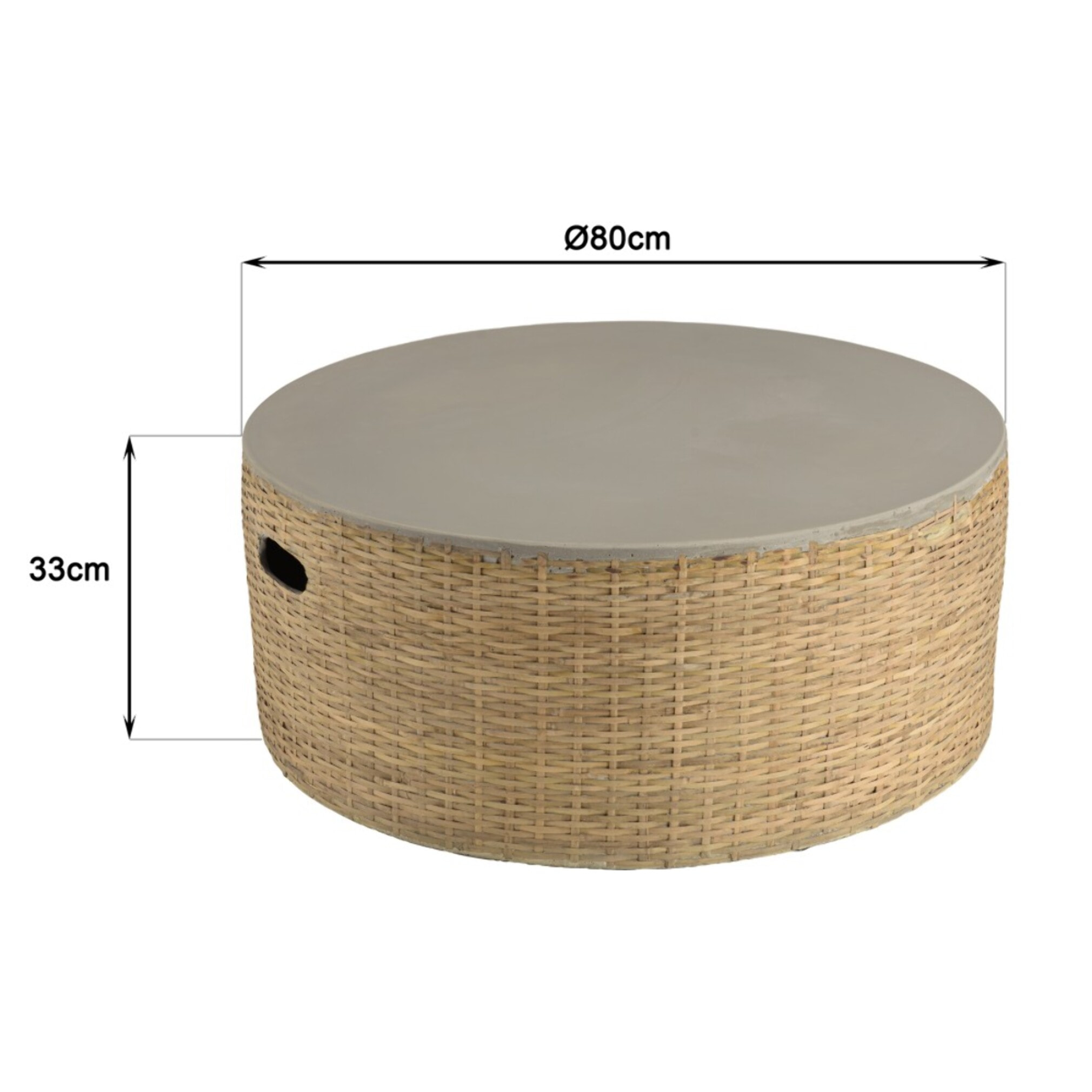 HECTOR - Table basse ronde plateau en béton socle en bambou naturel