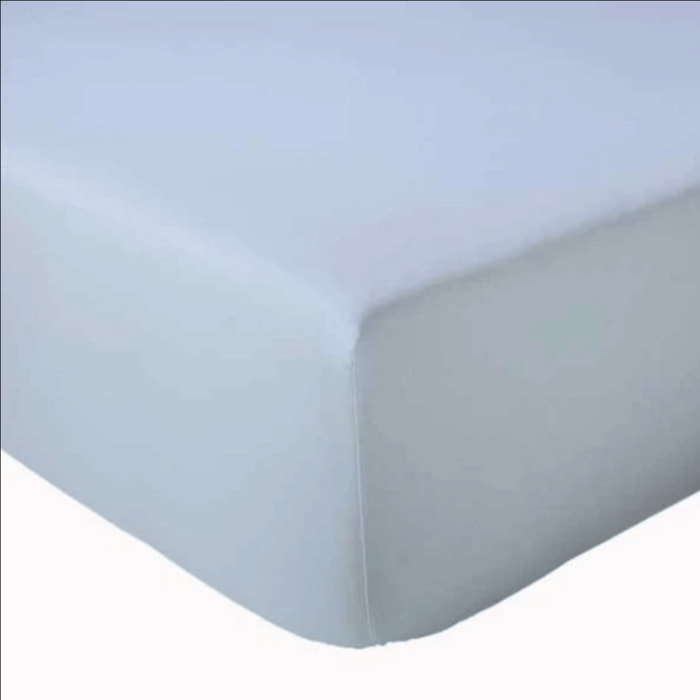 Drap Housse Uni bonnet 30 cm 100% Coton - Bleu