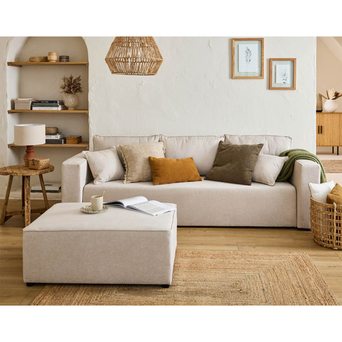 Topaze - canapé 3 places - convertible avec coffre - en tissu - Beige