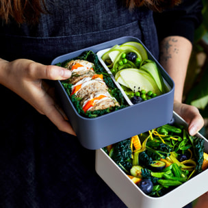 Lunch box 2 compartiments Square 1,7L Made in France Gris/Vert