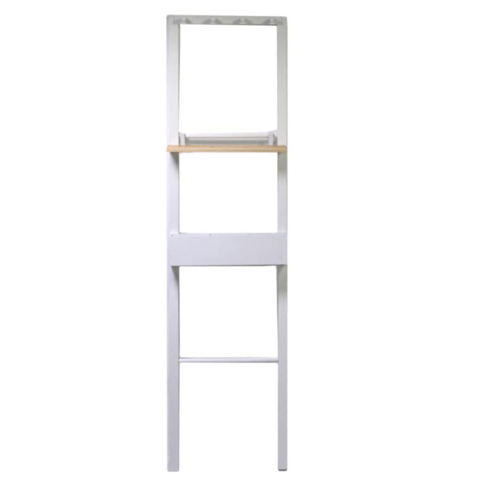 Attaccapanni stand in legno da 4 posti bianco con mensola cm40x13h160