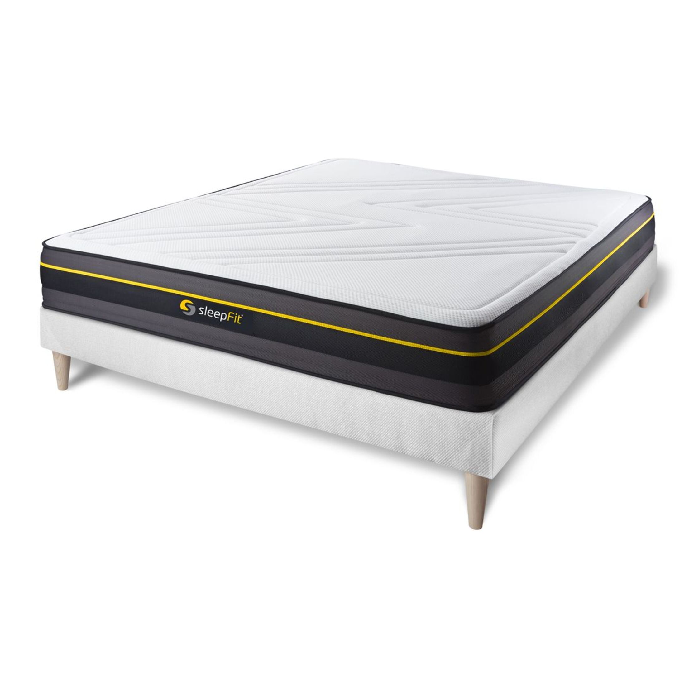 Ensemble - Matelas Mémoire de forme 24cm d'épaisseur - 5 zones de confort - Confort ferme - Sommier tapissier en kit - 2 places