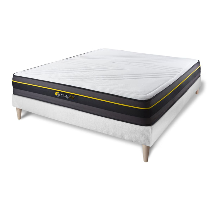 Ensemble - Matelas Mémoire de forme 24cm d'épaisseur - 5 zones de confort - Confort ferme - Sommier tapissier en kit - 2 places